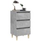 vidaXL Mesita de noche patas madera maciza gris hormigón 40x35x69 cm
