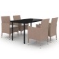 vidaXL Set comedor de jardín 5 pzas y cojines ratán sintético y vidrio vidaXL Set comedor de jardín 5 pzas y cojines ratán sintético y vidrio