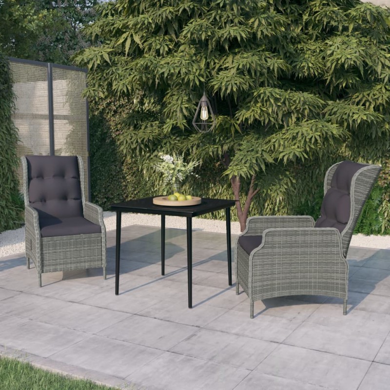 vidaXL Juego de comedor de jardín 3 piezas gris claro vidaXL Juego de comedor de jardín 3 piezas gris claro