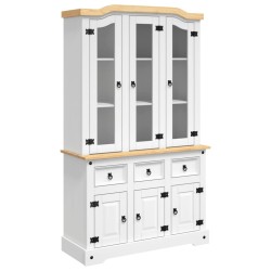 vidaXL Aparador Corona madera maciza pino mexicano blanco 112x43x196cm