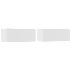 vidaXL Muebles para TV 2 uds madera contrachapada blanco 80x30x30 cm