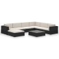 vidaXL Set de muebles de jardín 8 pzas y cojines ratán sintético negro vidaXL Set de muebles de jardín 8 pzas y cojines ratán sintético negro