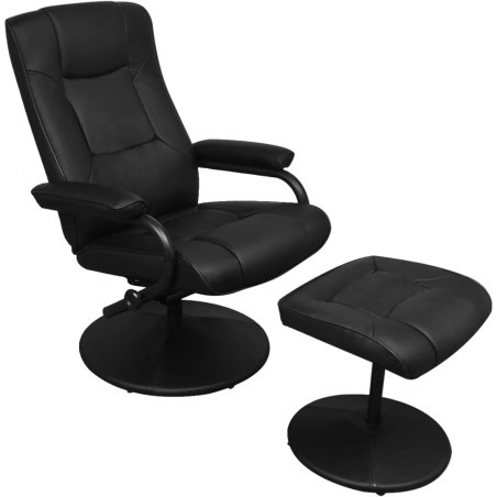 vidaXL Sillón de TV con reposapiés cuero sintético sintético negro