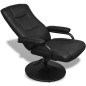 vidaXL Sillón de TV con reposapiés cuero sintético sintético negro vidaXL Sillón de TV con reposapiés cuero sintético sintético negro