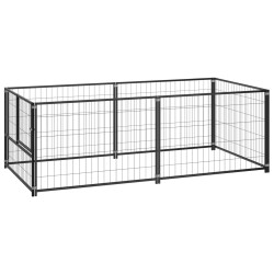 vidaXL Perrera de acero negro 200x100x70 cm