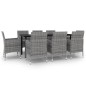 vidaXL Set comedor de jardín 9 pzas y cojines ratán sintético y vidrio vidaXL Set comedor de jardín 9 pzas y cojines ratán sintético y vidrio