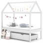 vidaXL Estructura de cama infantil y cajón madera pino blanca 70x140cm vidaXL Estructura de cama infantil y cajón madera pino blanca 70x140cm