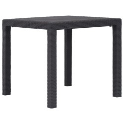 vidaXL Mesa de jardín de plástico aspecto ratán marrón 79x79x72 cm