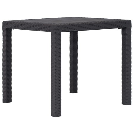 vidaXL Mesa de jardín de plástico aspecto ratán marrón 79x79x72 cm