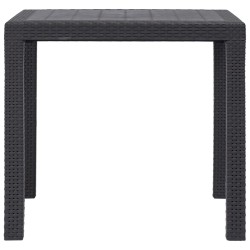 vidaXL Mesa de jardín de plástico aspecto ratán marrón 79x79x72 cm