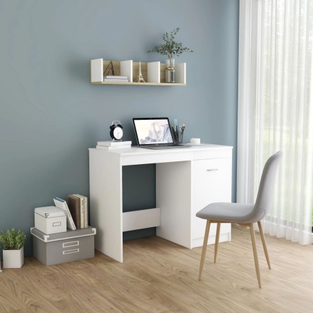 vidaXL Escritorio de madera contrachapada blanco 100x50x76 cm