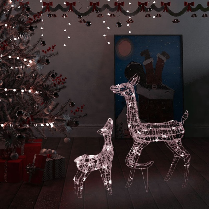 vidaXL Familia de renos de Navidad acrílico blanco cálido 160 LEDs vidaXL Familia de renos de Navidad acrílico blanco cálido 160 LEDs