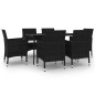 vidaXL Set comedor de jardín 7 pzas y cojines ratán sintético y vidrio vidaXL Set comedor de jardín 7 pzas y cojines ratán sintético y vidrio