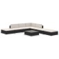 vidaXL Set muebles de jardín 8 piezas y cojines ratán sintético negro vidaXL Set muebles de jardín 8 piezas y cojines ratán sintético negro