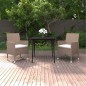 vidaXL Set comedor de jardín 3 pzas y cojines ratán sintético y vidrio vidaXL Set comedor de jardín 3 pzas y cojines ratán sintético y vidrio