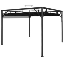 vidaXL Cenador de jardín con tejado retráctil gris antracita 3x3 m