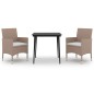 vidaXL Set comedor de jardín 3 pzas y cojines ratán sintético y vidrio vidaXL Set comedor de jardín 3 pzas y cojines ratán sintético y vidrio