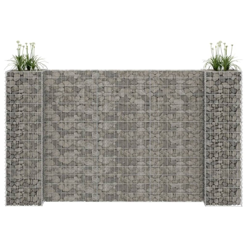 vidaXL Jardinera de gaviones forma de H alambre de acero 260x40x150 cm