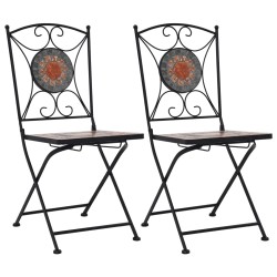 vidaXL Sillas bistró de mosaico 2 unidades naranja/gris