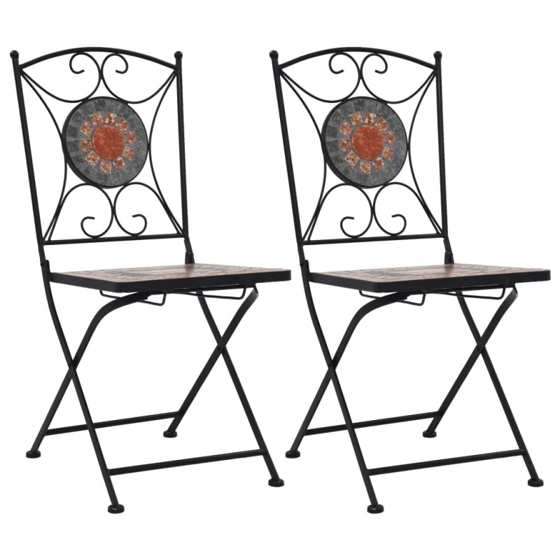 vidaXL Sillas bistró de mosaico 2 unidades naranja/gris vidaXL Sillas bistró de mosaico 2 unidades naranja/gris