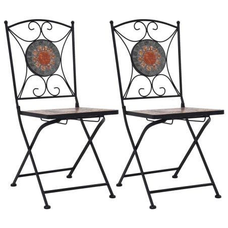 vidaXL Sillas bistró de mosaico 2 unidades naranja/gris