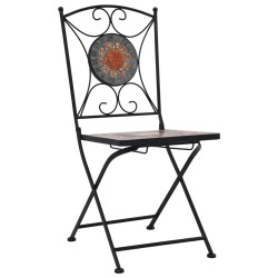 vidaXL Sillas bistró de mosaico 2 unidades naranja/gris