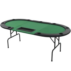 vidaXL Tablero de póker plegable en 3 partes 9 jugadores ovalado verde 