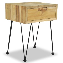 vidaXL Mesita de noche madera de teca maciza 40x30x50 cm