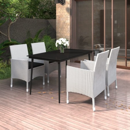 vidaXL Set comedor de jardín 5 pzas y cojines ratán sintético y vidrio