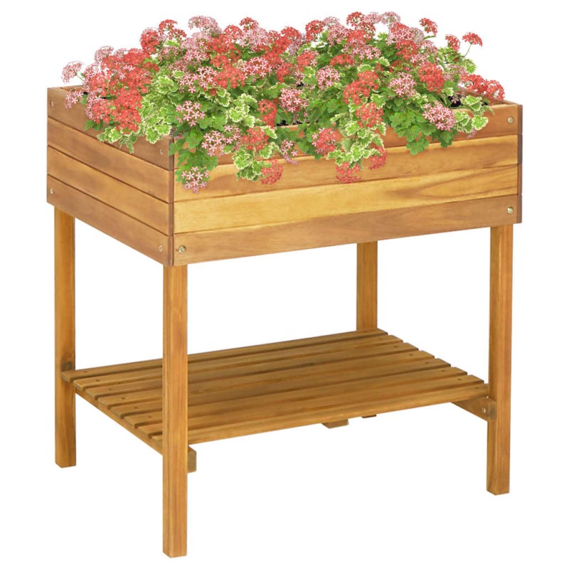 vidaXL Jardinera elevada de madera maciza de acacia 78,5x58,5x78,5 cm