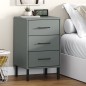 vidaXL Mesita de noche patas de metal madera maciza pino gris OSLO vidaXL Mesita de noche patas de metal madera maciza pino gris OSLO