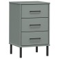 vidaXL Mesita de noche patas de metal madera maciza pino gris OSLO vidaXL Mesita de noche patas de metal madera maciza pino gris OSLO
