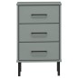 vidaXL Mesita de noche patas de metal madera maciza pino gris OSLO vidaXL Mesita de noche patas de metal madera maciza pino gris OSLO