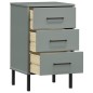 vidaXL Mesita de noche patas de metal madera maciza pino gris OSLO vidaXL Mesita de noche patas de metal madera maciza pino gris OSLO
