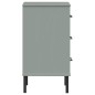 vidaXL Mesita de noche patas de metal madera maciza pino gris OSLO vidaXL Mesita de noche patas de metal madera maciza pino gris OSLO