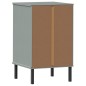 vidaXL Mesita de noche patas de metal madera maciza pino gris OSLO vidaXL Mesita de noche patas de metal madera maciza pino gris OSLO