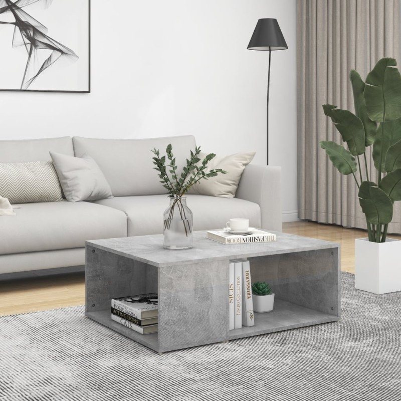 vidaXL Mesa de centro madera contrachapada gris hormigón 90x67x33 cm vidaXL Mesa de centro madera contrachapada gris hormigón 90x67x33 cm
