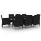 vidaXL Set comedor de jardín 9 pzas y cojines ratán sintético y vidrio vidaXL Set comedor de jardín 9 pzas y cojines ratán sintético y vidrio