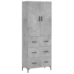 vidaXL Aparador alto madera contrachapada gris hormigón 69,5x34x180 cm