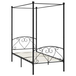 vidaXL Estructura de cama con dosel metal negro 120x200 cm 