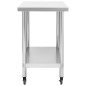 vidaXL Mesa de trabajo para cocina con ruedas acero inox 100x45x85 cm vidaXL Mesa de trabajo para cocina con ruedas acero inox 100x45x85 cm