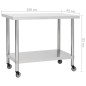vidaXL Mesa de trabajo para cocina con ruedas acero inox 100x45x85 cm vidaXL Mesa de trabajo para cocina con ruedas acero inox 100x45x85 cm