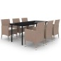 vidaXL Set comedor de jardín 7 pzas y cojines ratán sintético y vidrio vidaXL Set comedor de jardín 7 pzas y cojines ratán sintético y vidrio