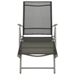 vidaXL Tumbona plegable textilene y aluminio negro y plateado