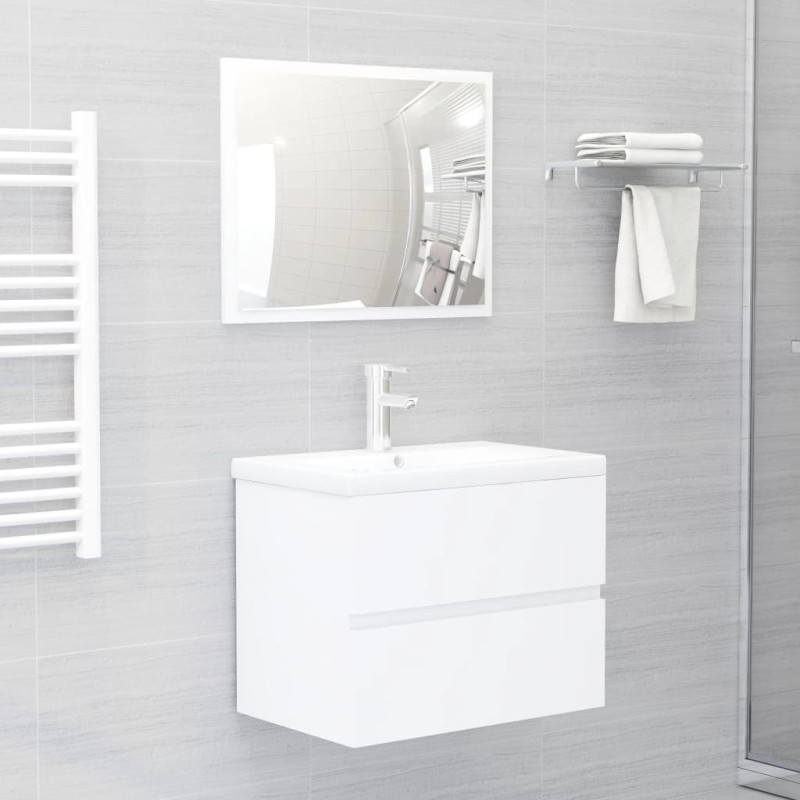 vidaXL Juego de muebles de baño 2 pzas madera contrachapada blanco vidaXL Juego de muebles de baño 2 pzas madera contrachapada blanco