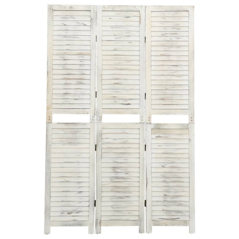 vidaXL Biombo de 3 paneles madera blanco envejecido 105x165 cm vidaXL Biombo de 3 paneles madera blanco envejecido 105x165 cm