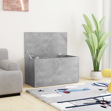 vidaXL Baúl almacenaje madera contrachapada gris hormigón 84x42x46 cm