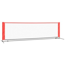vidaXL Red de tenis poliéster negro y rojo 300x100x87 cm