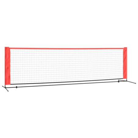 vidaXL Red de tenis poliéster negro y rojo 300x100x87 cm