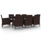 vidaXL Set comedor de jardín 9 pzas y cojines ratán sintético y vidrio vidaXL Set comedor de jardín 9 pzas y cojines ratán sintético y vidrio